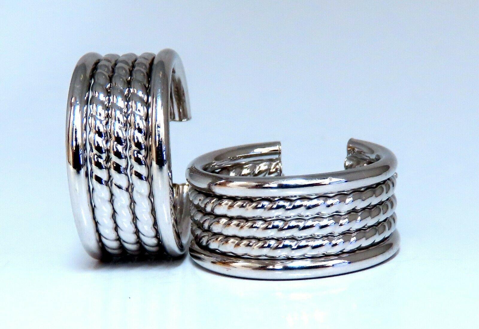 Women's or Men's 14 Karat Gold Rope Multi Twist Hoop Earrings For Sale