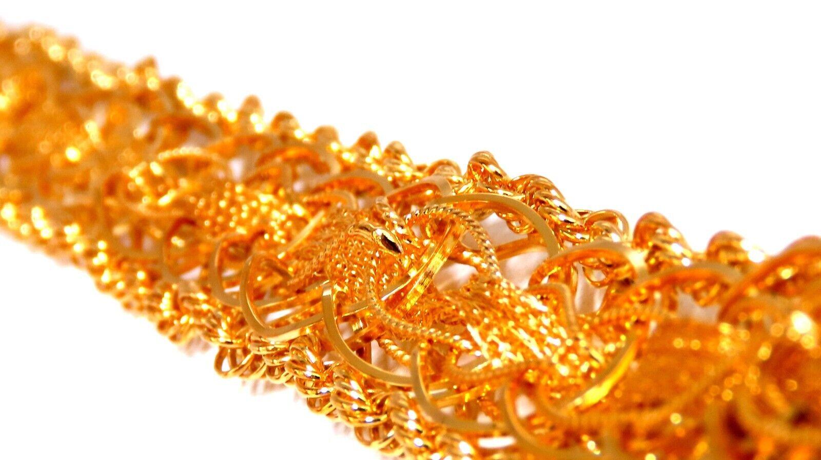 Women's or Men's 14kt Gold Rope & Tassel Vintage Hand Intricate Bracelet For Sale