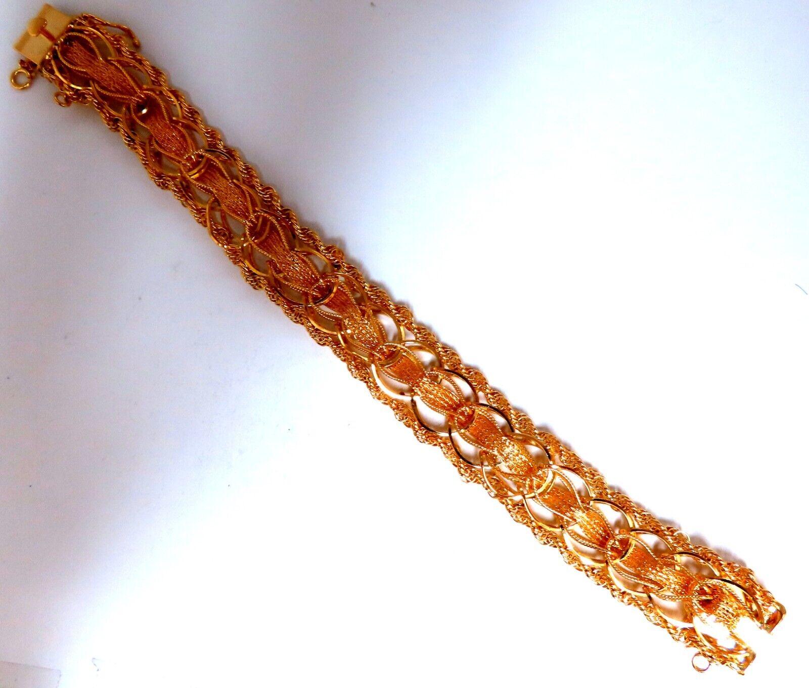 14kt Gold Rope & Tassel Vintage Hand Intricate Bracelet For Sale 1