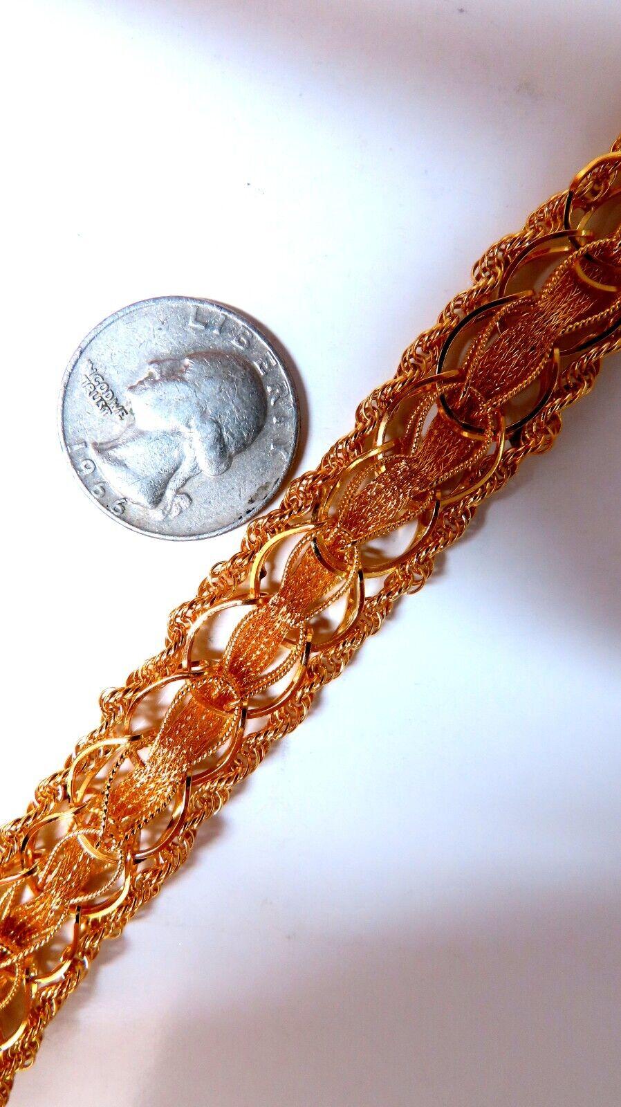 14kt Gold Rope & Tassel Vintage Hand Intricate Bracelet For Sale 2