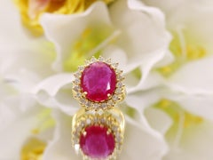 14Kt Gold Ruby Ring: Stunning 15 Ct Ruby Diamond Halo Ring