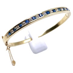 14KT Gold Sapphire and Diamond Bangle