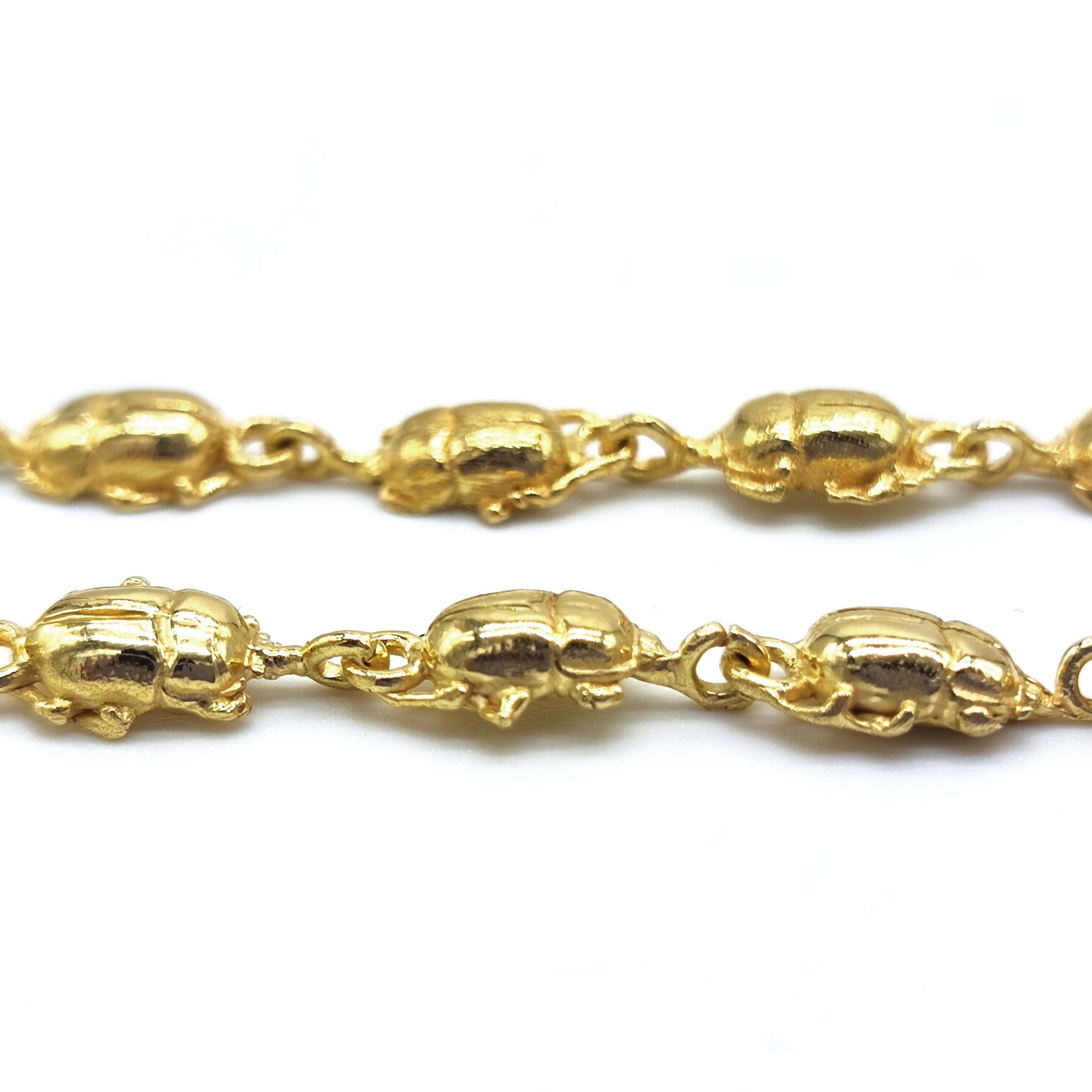 14kt gold Scarabs chain necklace For Sale 4
