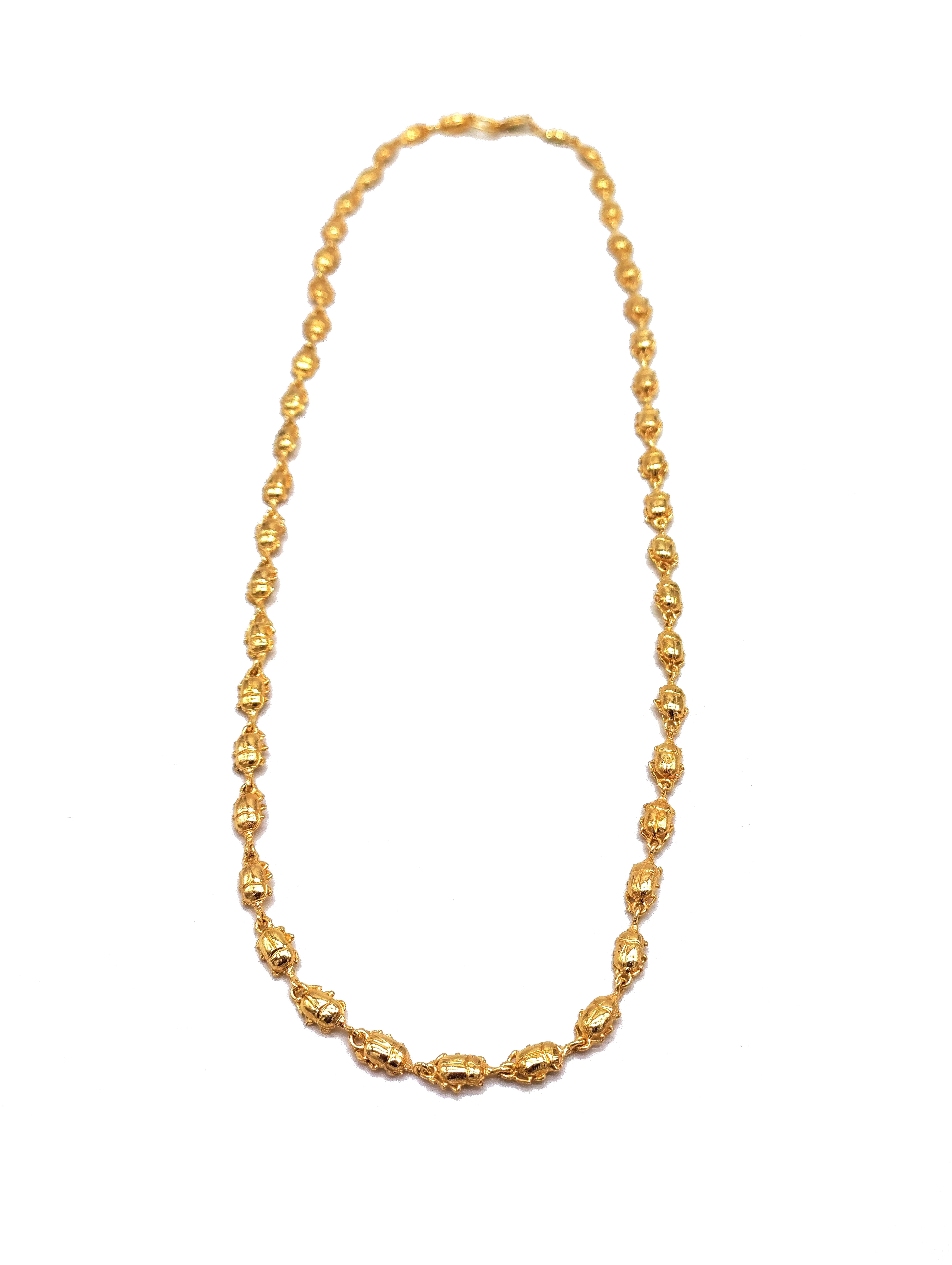 Artist 14kt gold Scarabs chain necklace For Sale