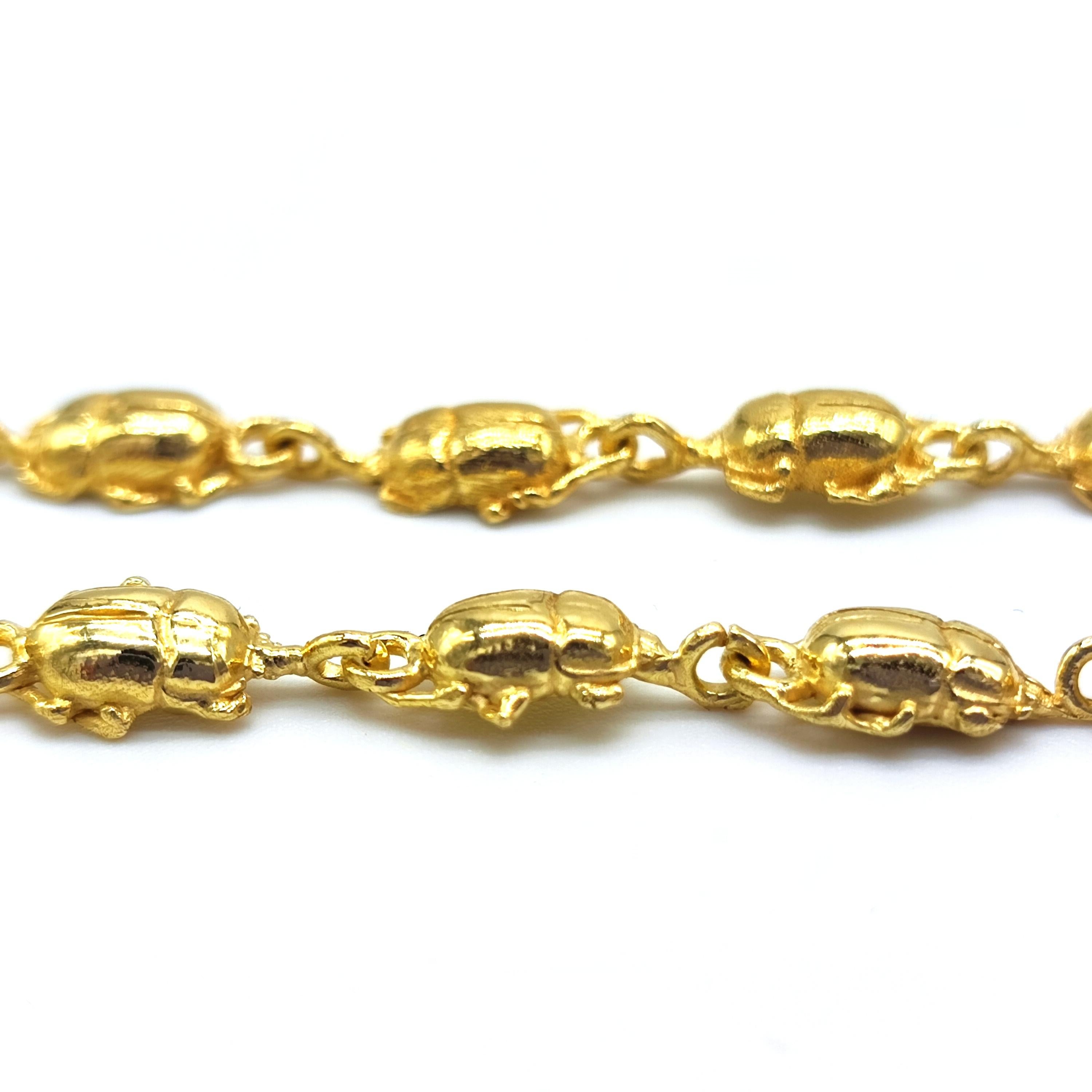 14kt gold Scarabs chain necklace In New Condition For Sale In Roma, RM