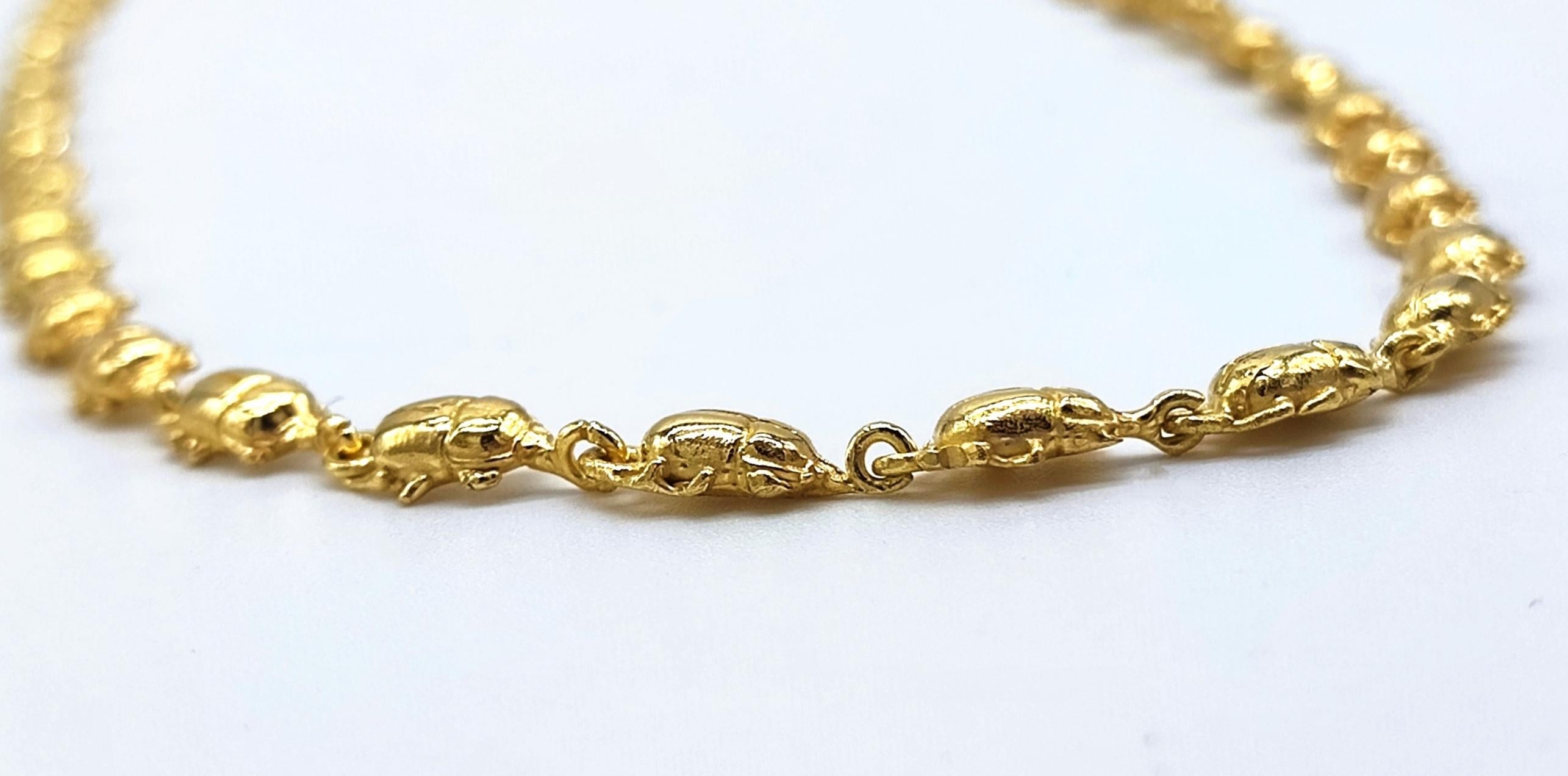 14kt Gold Skarabäus Kette Halskette im Angebot 1