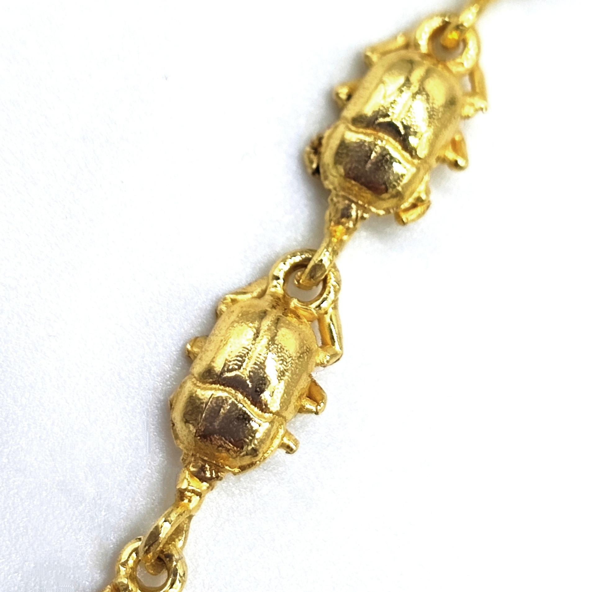 14kt Gold Skarabäus Kette Halskette im Angebot 3