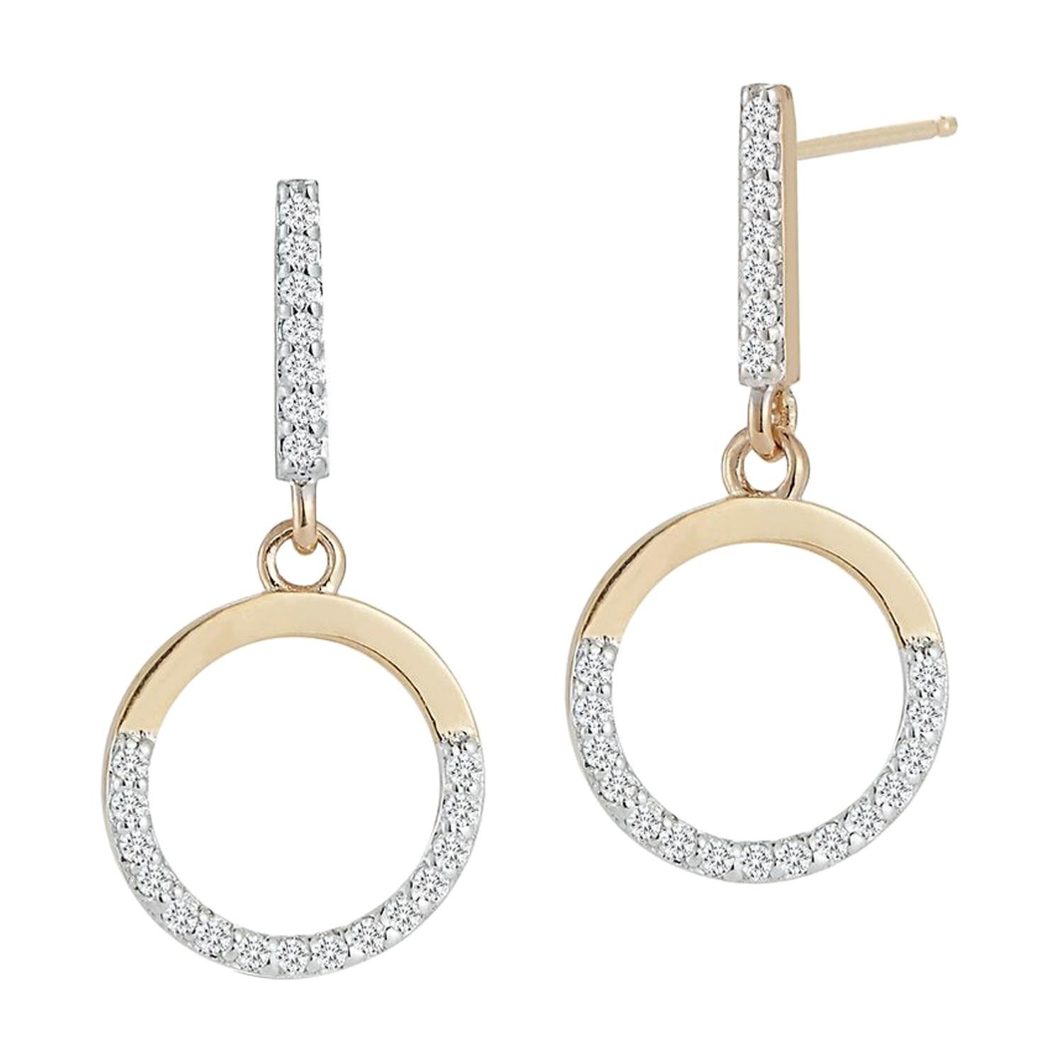 14kt Gold Small Halfmoon Drop Earring For Sale