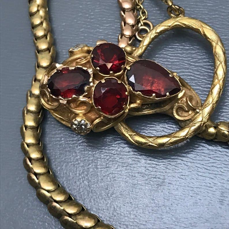 Bracelet serpent en or 14kt grenat victorien Diamant Bon état - En vente à Monroe Township, NJ