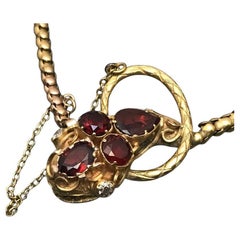 Bracelet serpent en or 14kt grenat victorien Diamant
