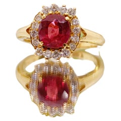14 Karat Gold Spinell Diamant Halo-Ring - Eleganter Verlobungs- und Jahrestag-Ring