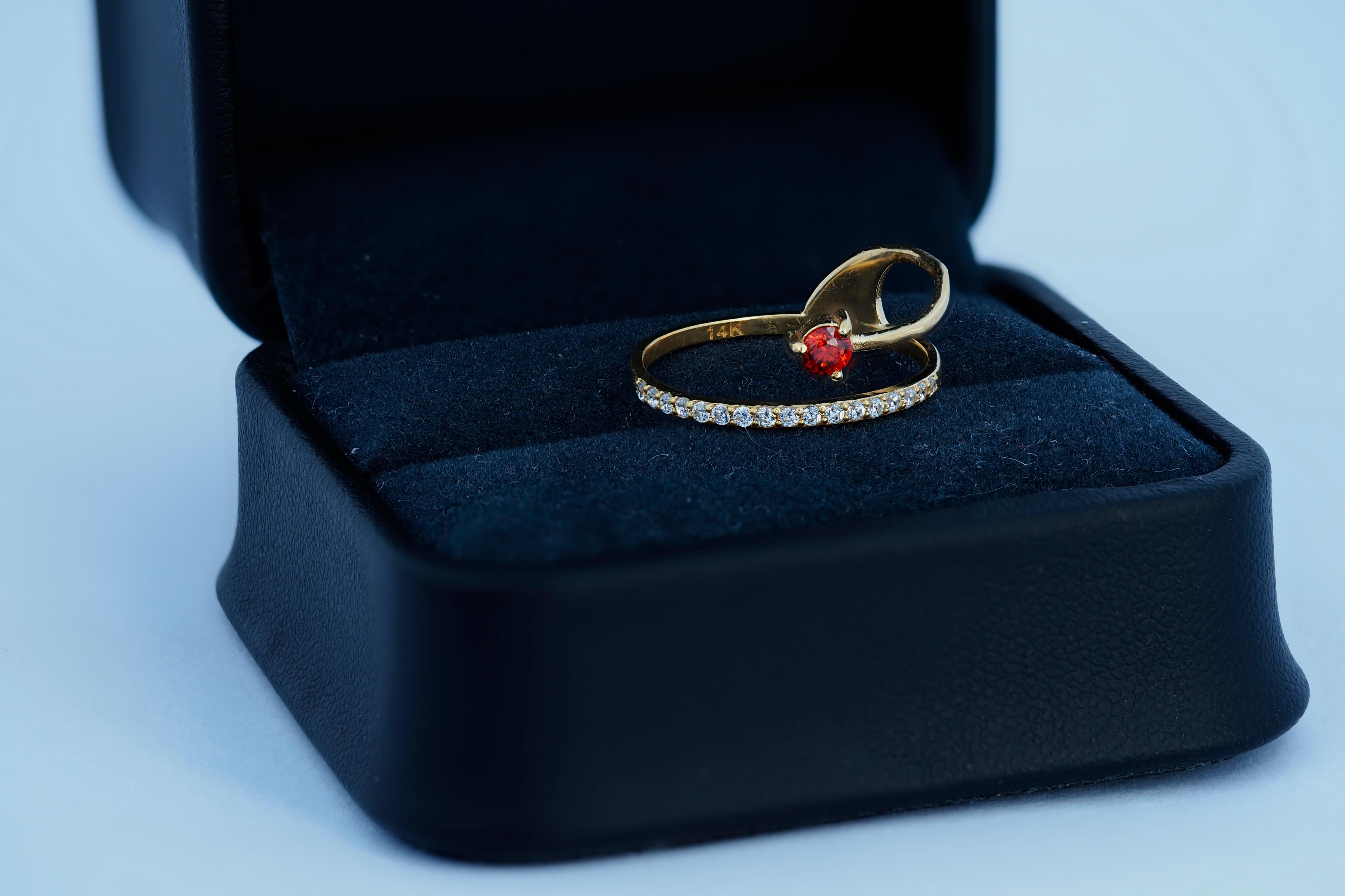 Modern 14Kt Gold Swirl Engagement Ring For Sale