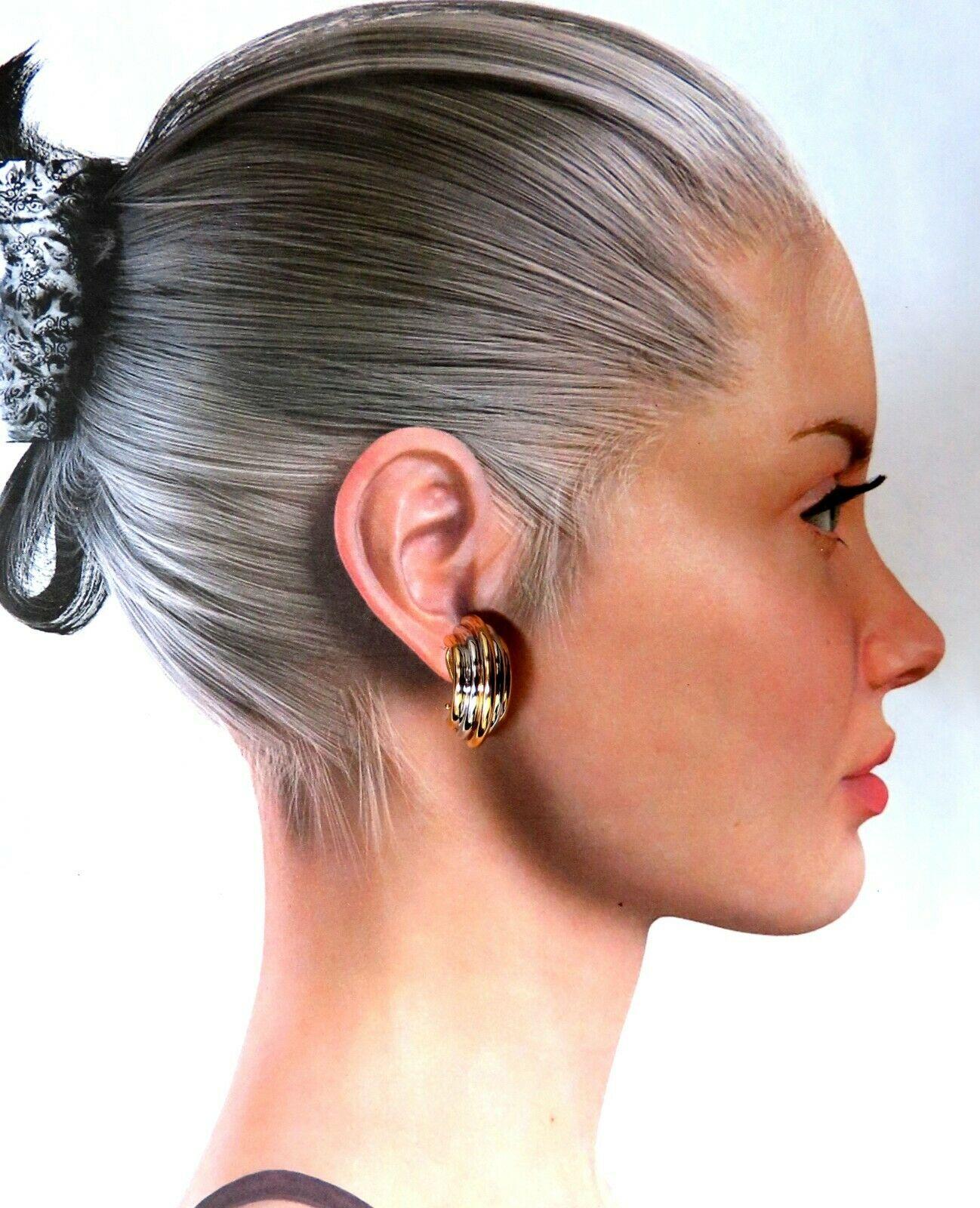 14-Karat Gold Textured Domed Tubular Semi Hoop Earrings For Sale 1