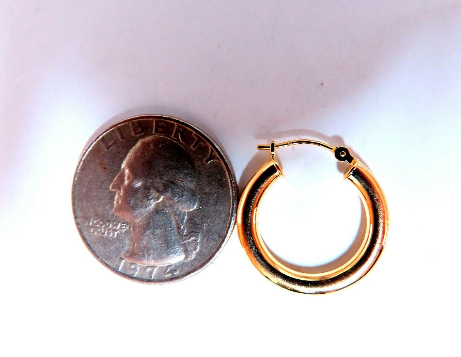 Women's or Men's 14Kt Gold Tubular Hoop Earrings Classic