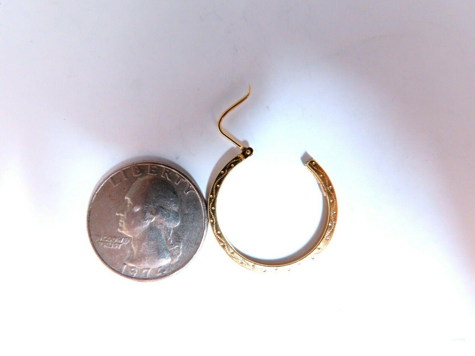 Classic Tubular Hoop Earrings

Measurements of Earrings:

26mm diameter

1.8mm tube.

2.6 grams / 14kt. Yellow gold

Earrings are gorgeous made