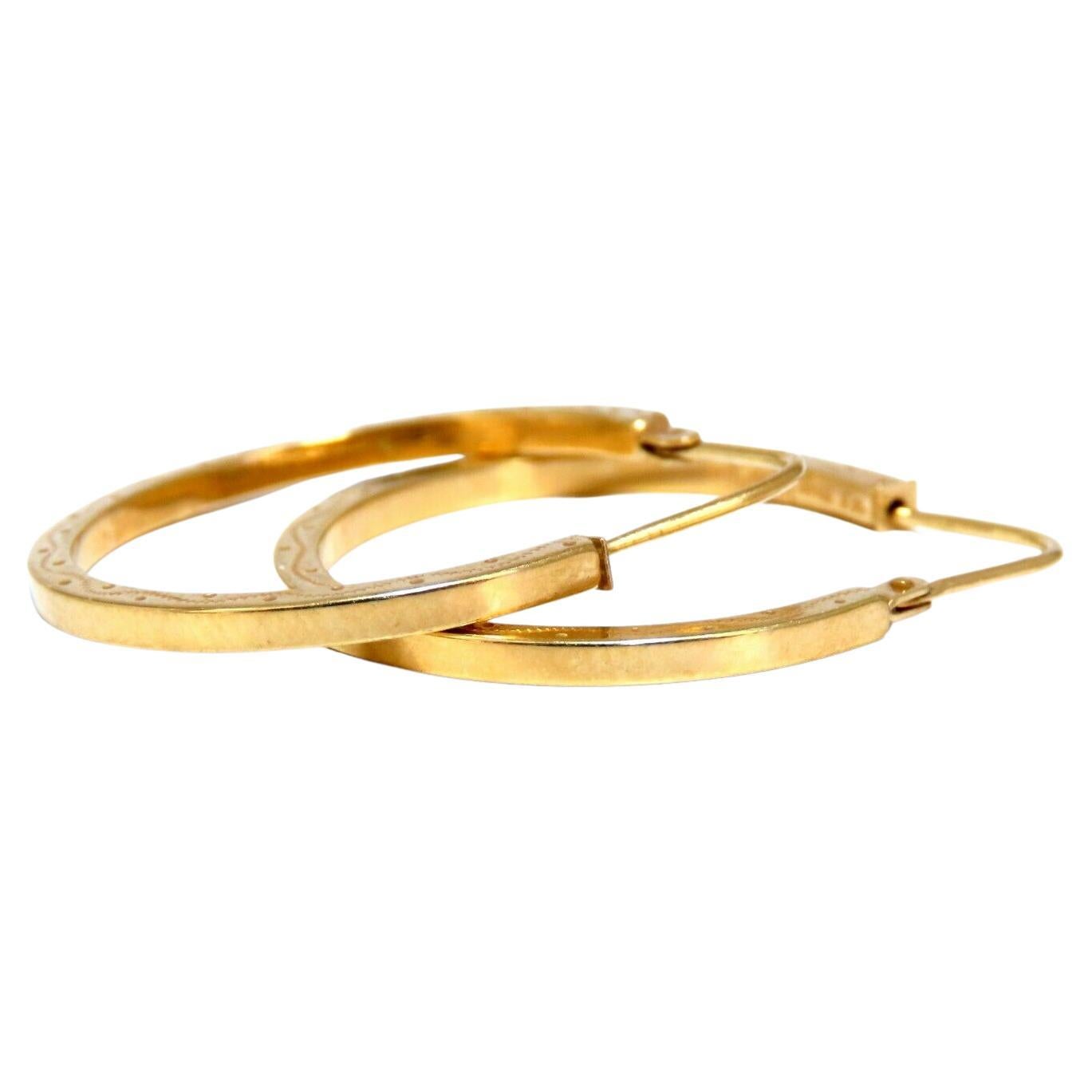 14Kt Gold Tubular Hoop Earrings Classic Diameter For Sale