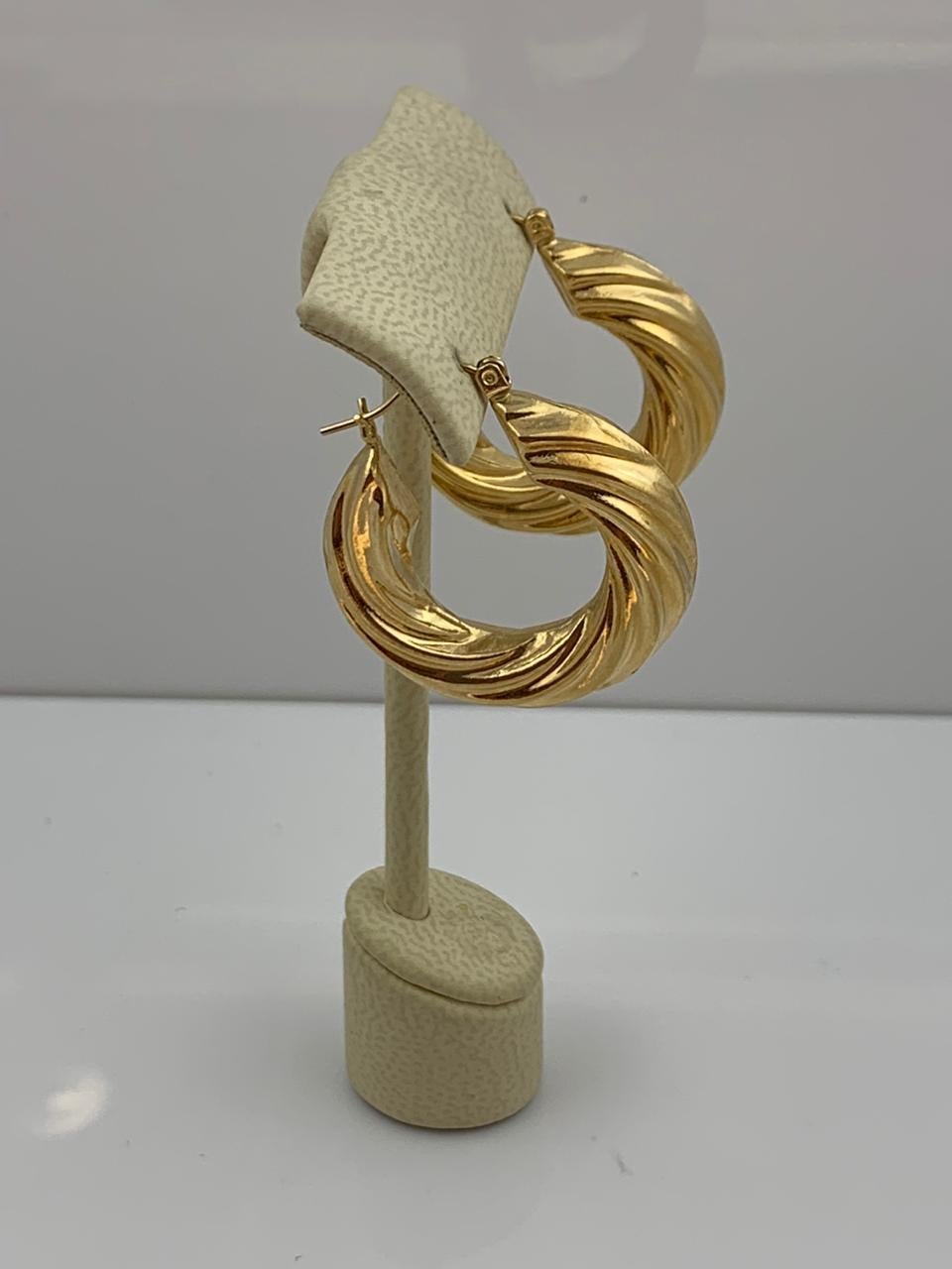 14kt Gold Twist Hoop Earrings - 4.9 grams