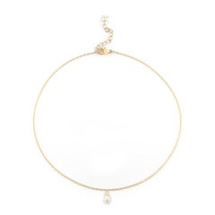 14 Karat Gold Uni Pearl Chain Anklet