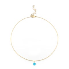 14 Karat Gold Uni Turquoise Chain Anklet