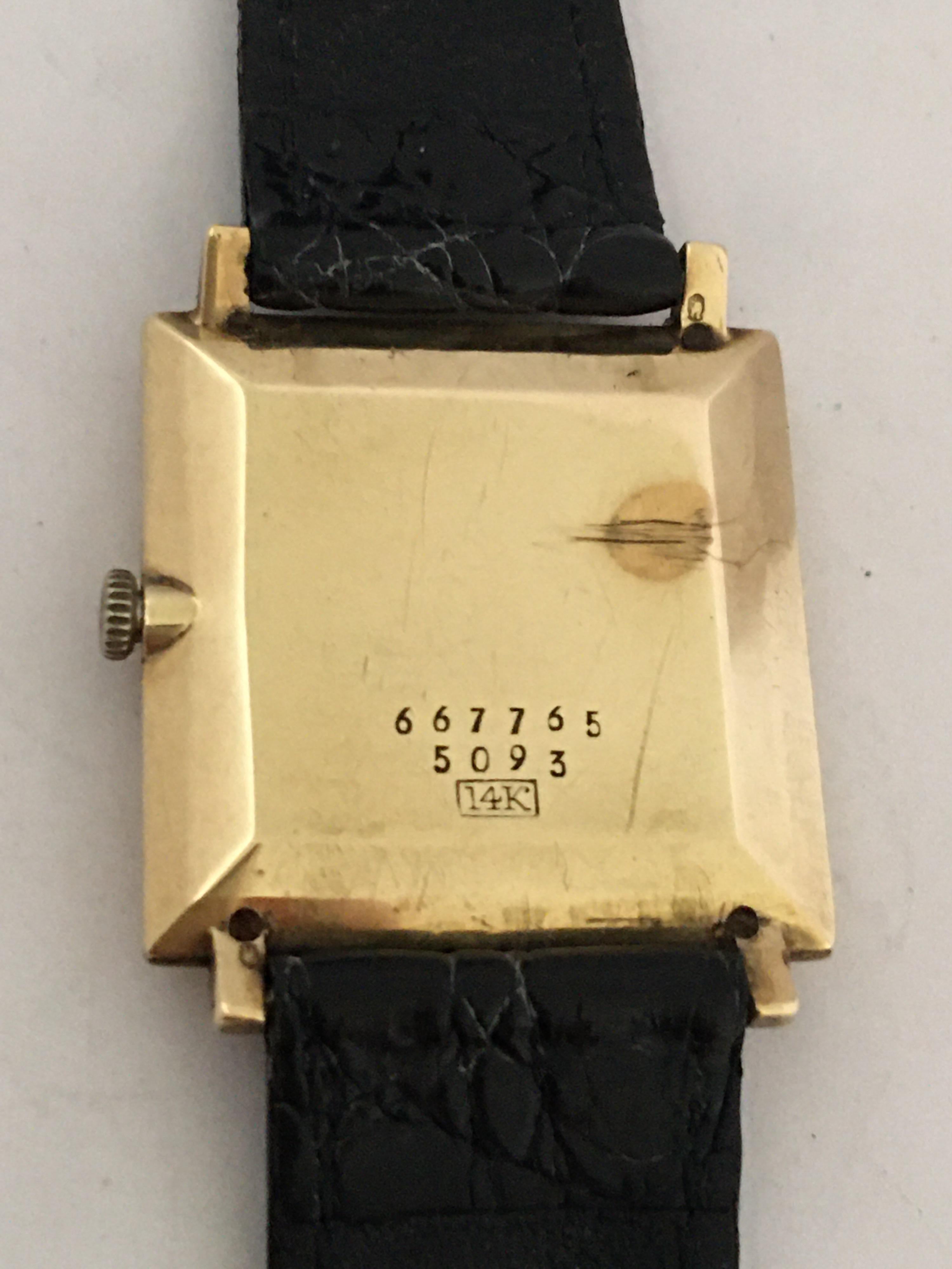 14 Karat Gold Vintage 1940s Glycine Swiss Watch For Sale 1