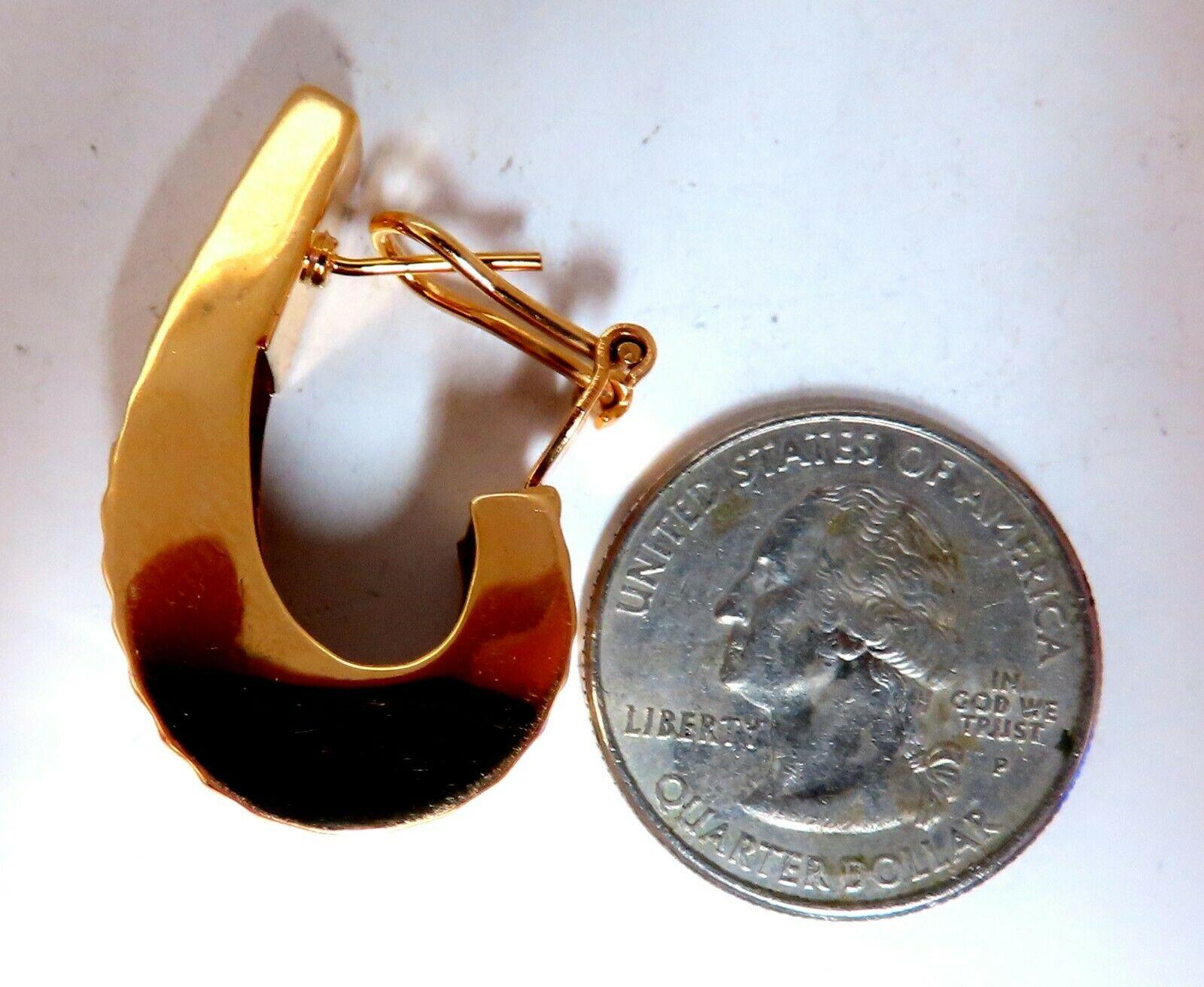 14 Karat Gold Wave Textured Semi Hoop Clip Earrings and Omega In New Condition In New York, NY
