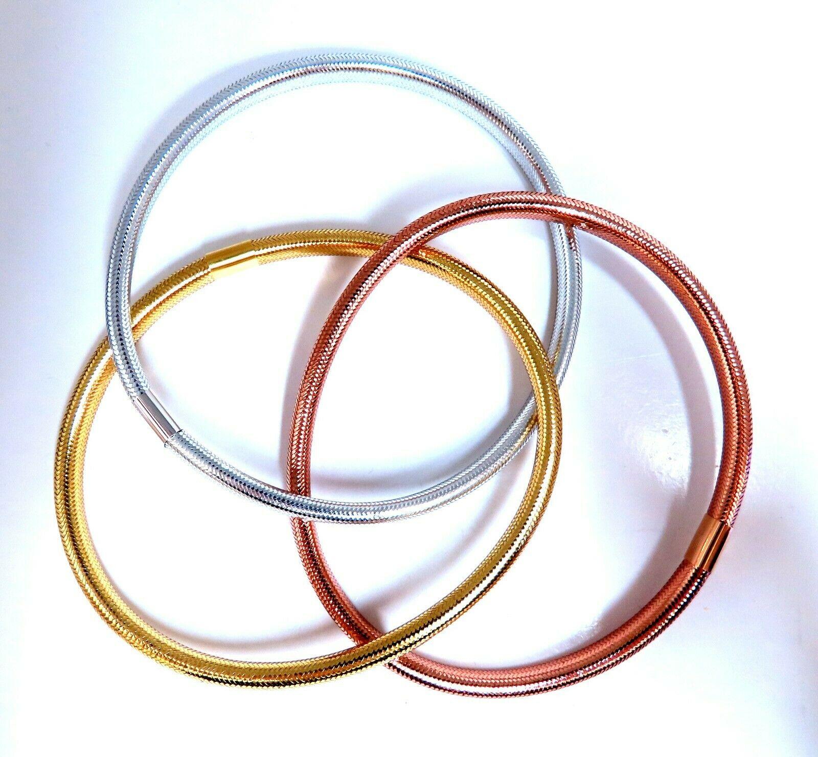 Women's or Men's 14kt Gold Woven Bracelets Tri-color Gold Threaded For Sale