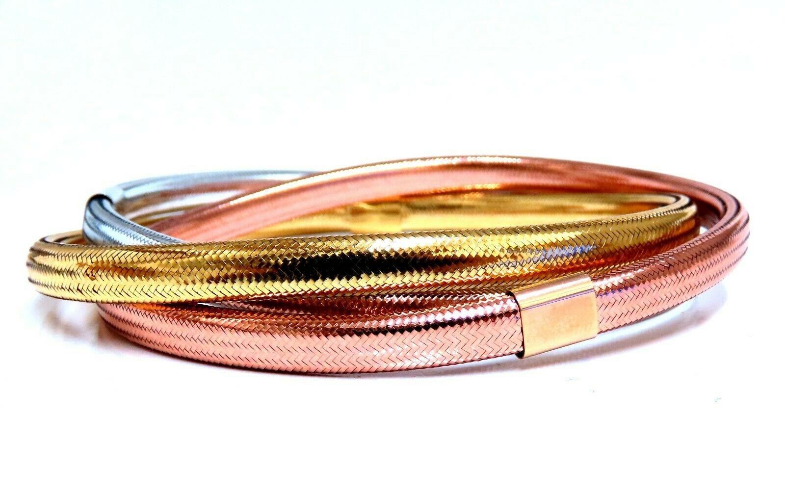 14kt Gold Woven Bracelets Tri-color Gold Threaded For Sale 1