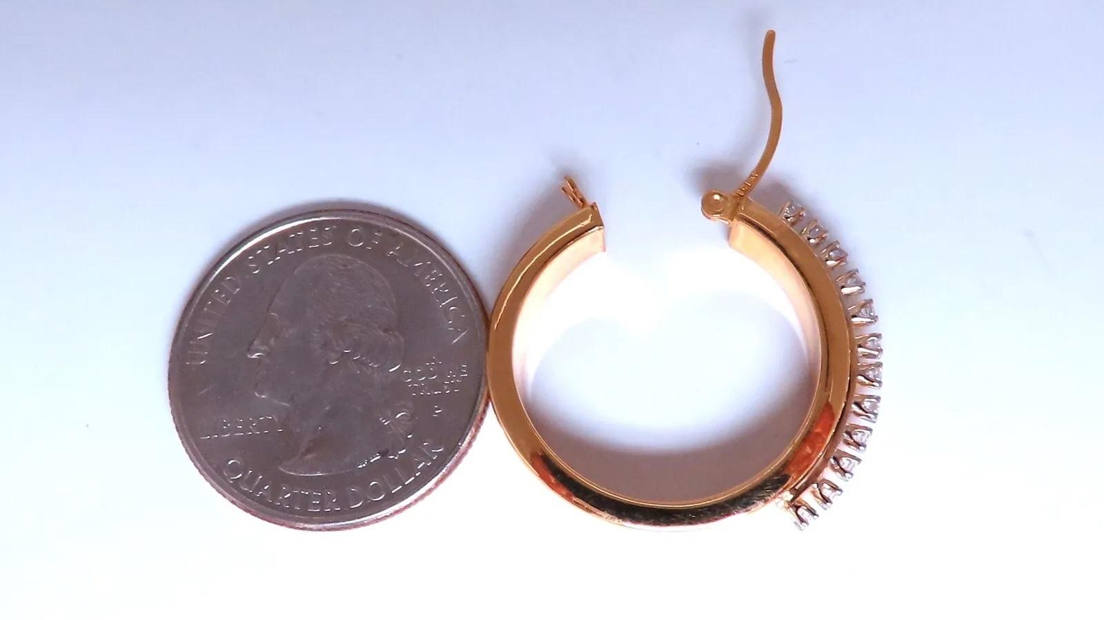 Women's or Men's 14kt gold zircon hoop lever earrings  For Sale