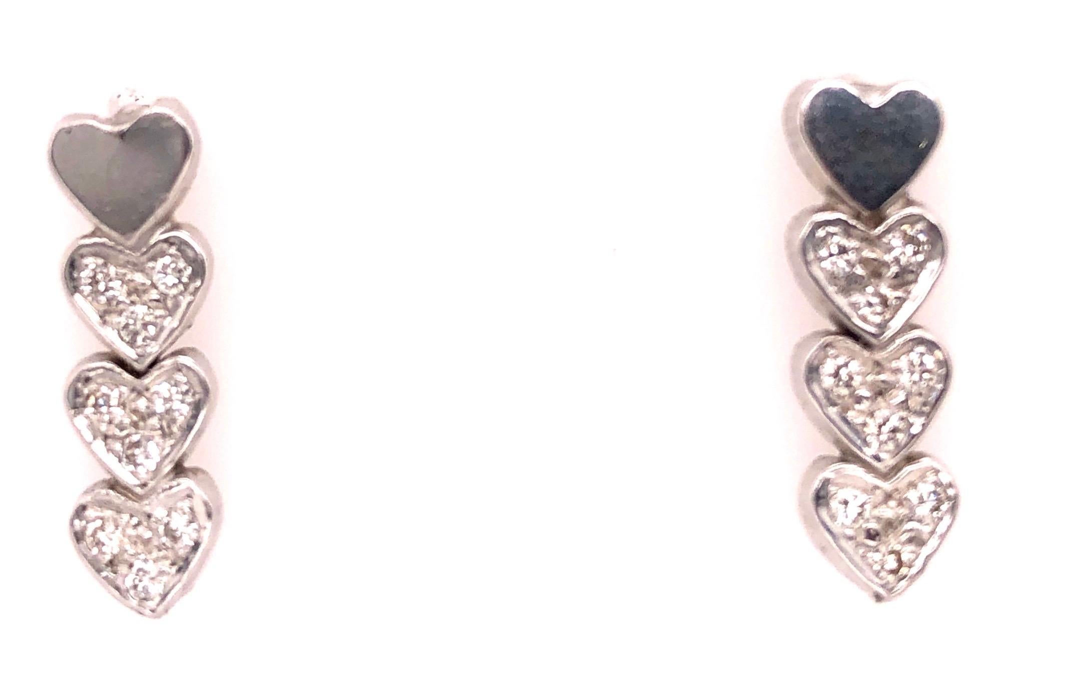 Women's 14 Karat Heart Screw Back Earrings with 18 Diamonds For Sale