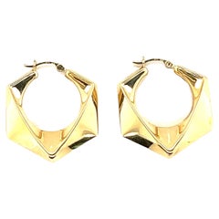 14kt Hexagonal Hoop Earrings 