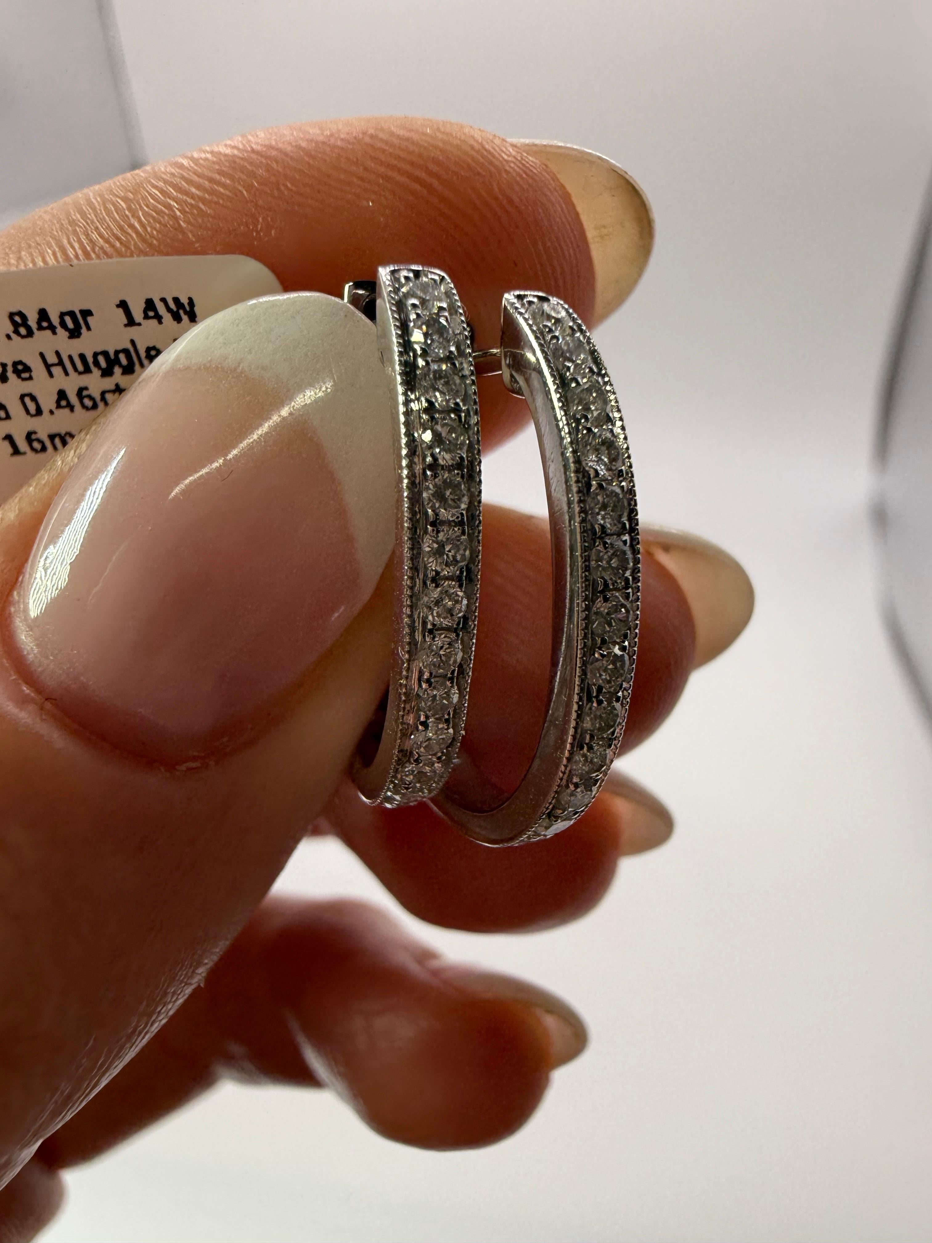 Pendientes de aro de diamantes 14KT 0,46ct en Nuevo estado para la venta en Jupiter, FL