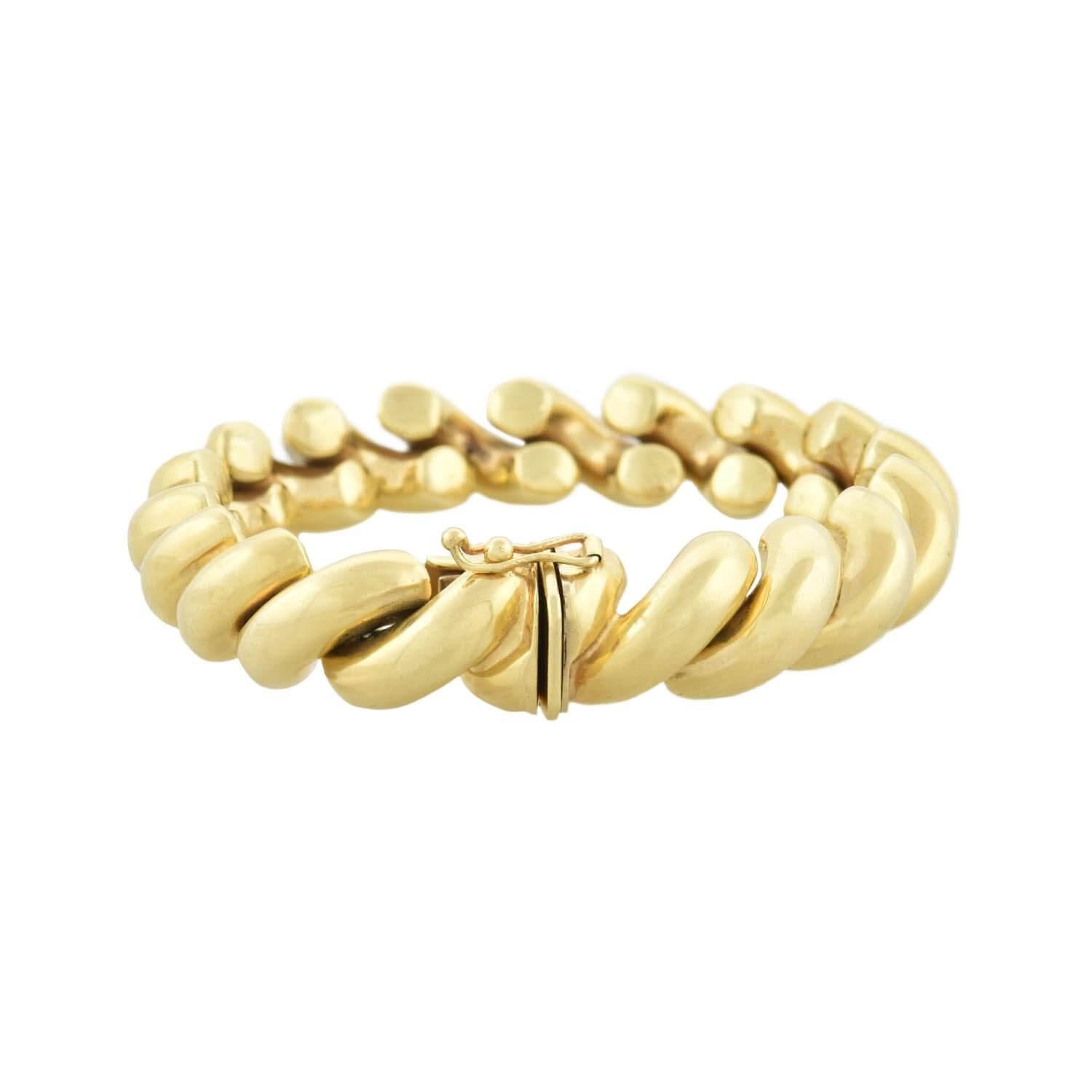 Contemporary 14kt Italian San Marco Link Bracelet 20.4dwt