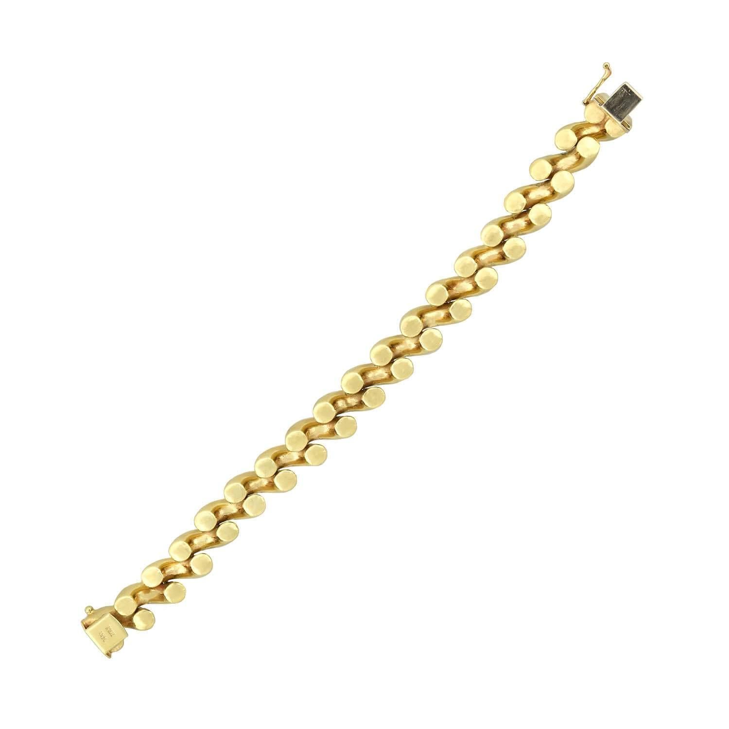 14kt Italian San Marco Link Bracelet 20.4dwt In Good Condition In Narberth, PA