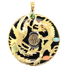 14kt Jade Dragon Pendant