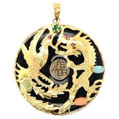 14kt Jade Dragon Pendant 