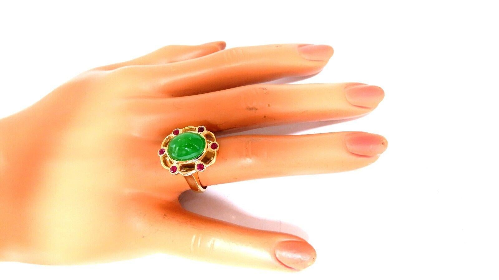 Marquise Cut 14kt Jade Ruby Ring For Sale