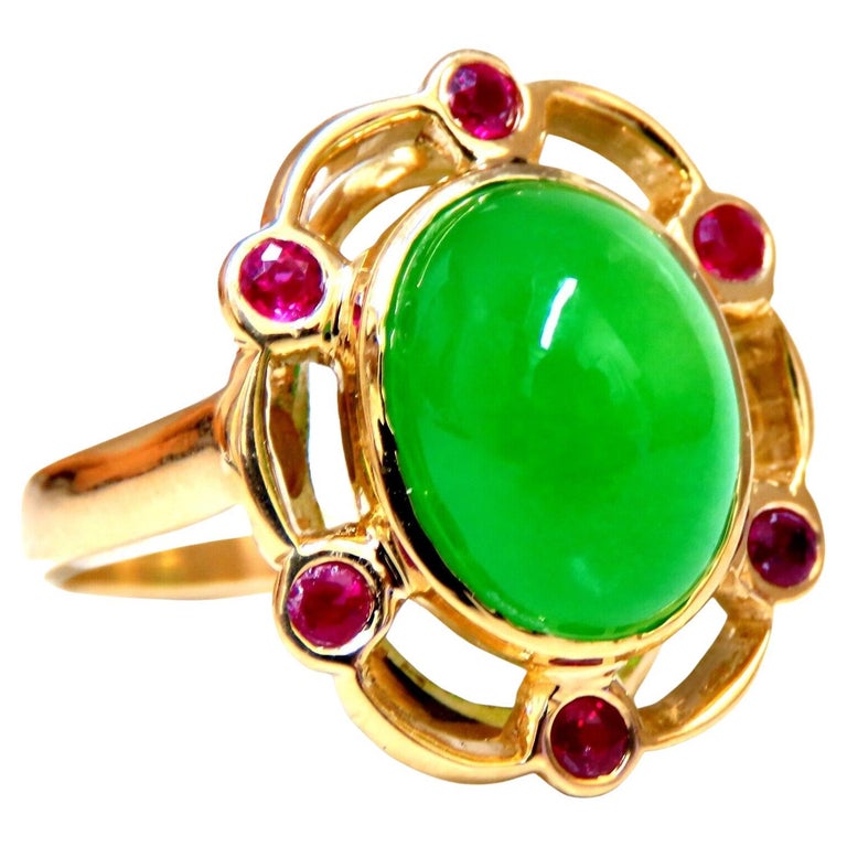 14kt Jade Ruby Ring For Sale at 1stDibs