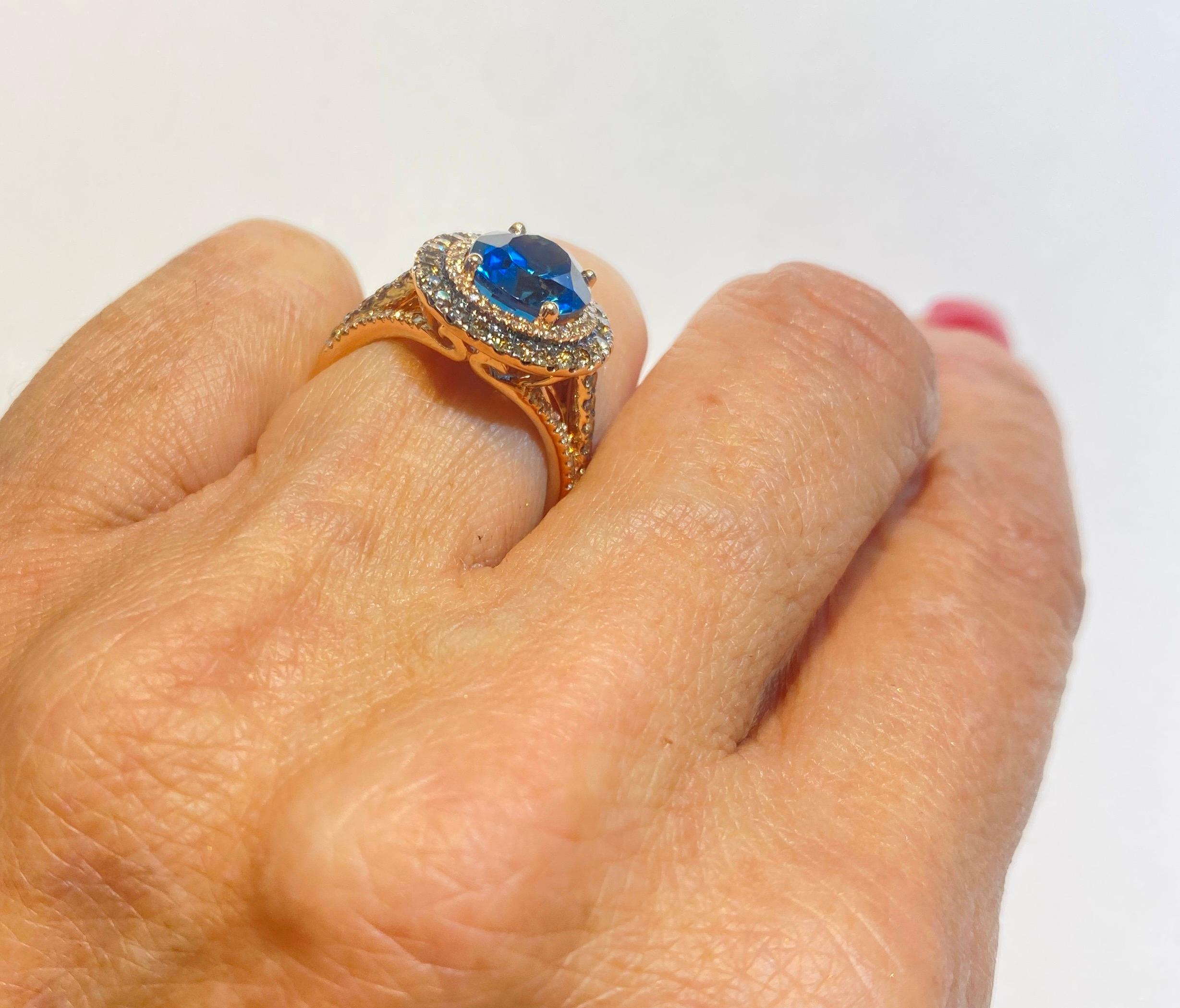 le vian blue topaz ring with chocolate diamonds