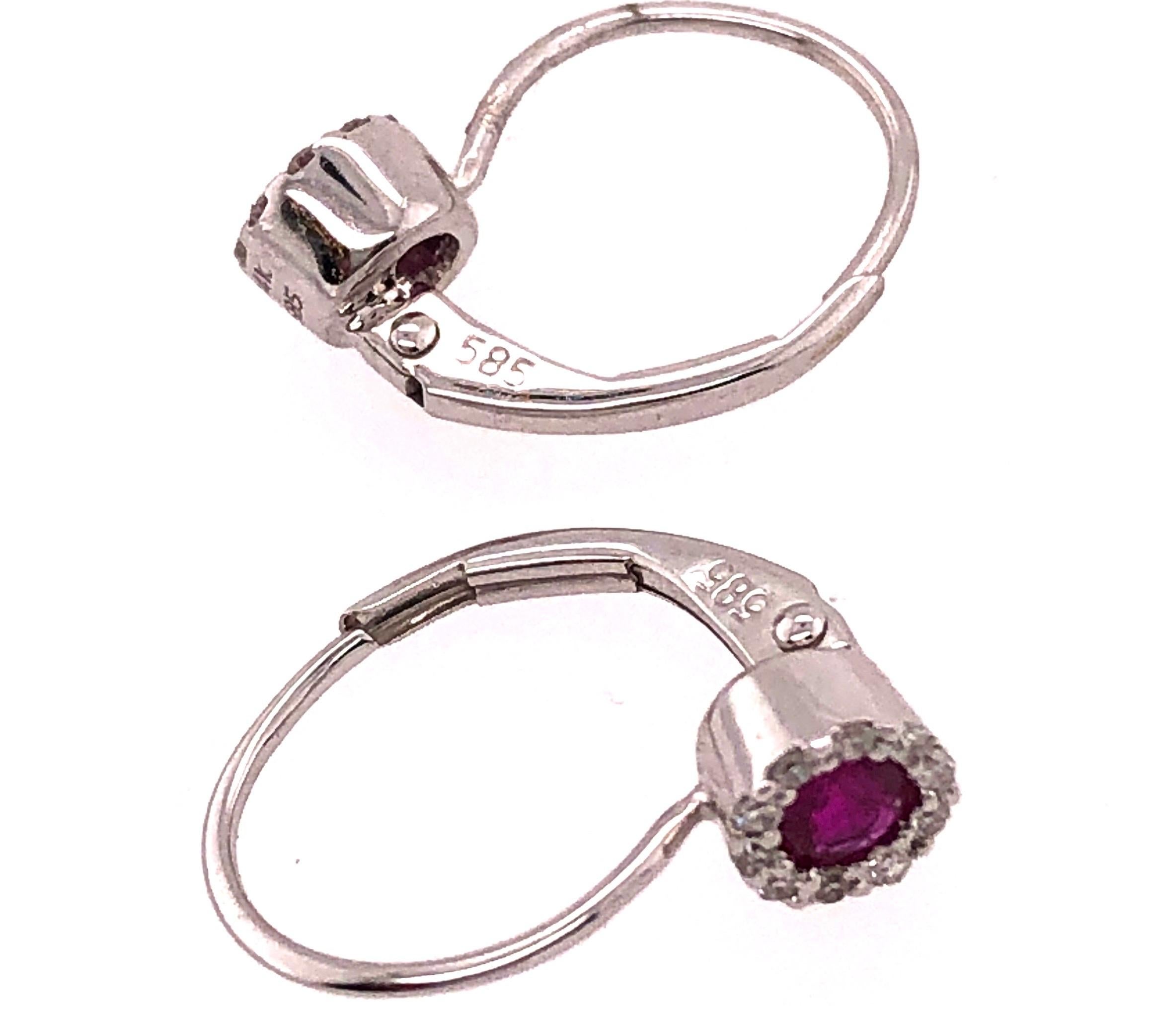 14 Karat Lever Back Pink Topaz with Diamond Earrings In Good Condition For Sale In Stamford, CT