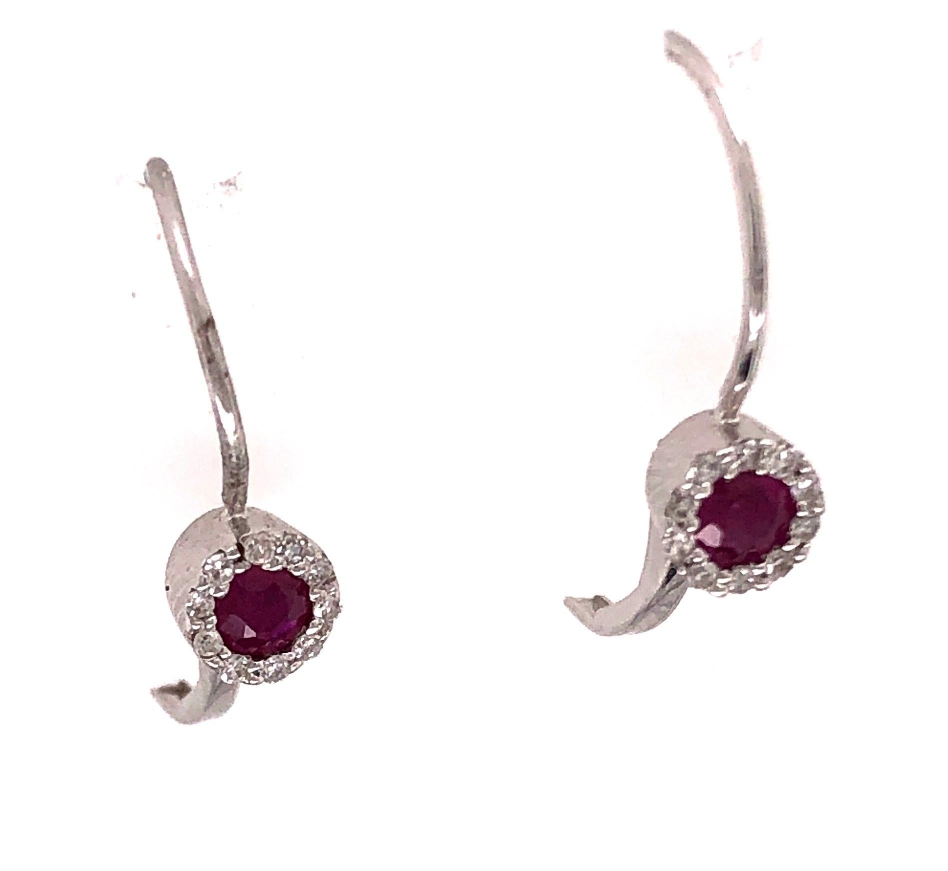 Women's or Men's 14 Karat Lever Back Pink Topaz with Diamond Earrings For Sale