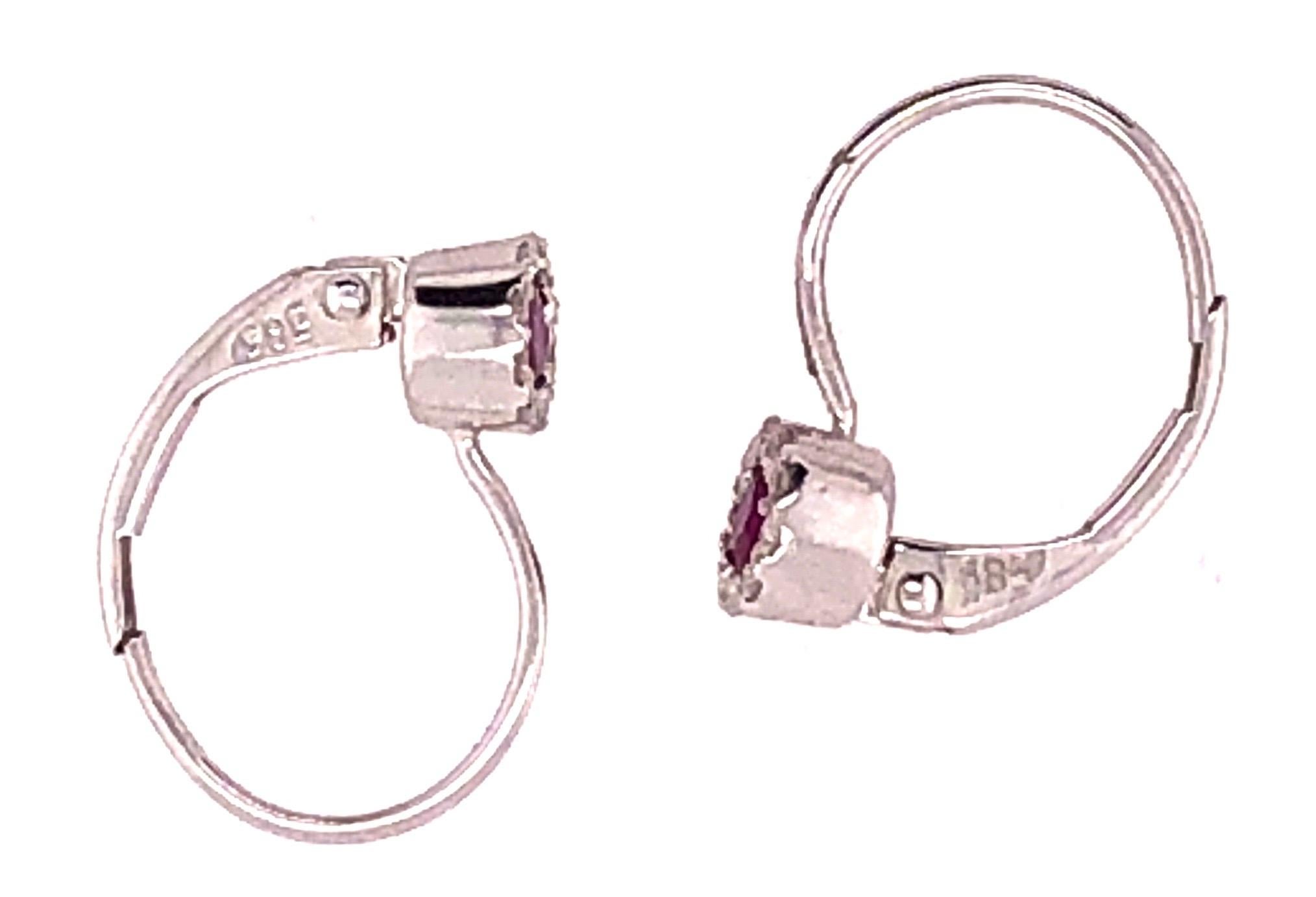 14 Karat Lever Back Pink Topaz with Diamond Earrings For Sale 1
