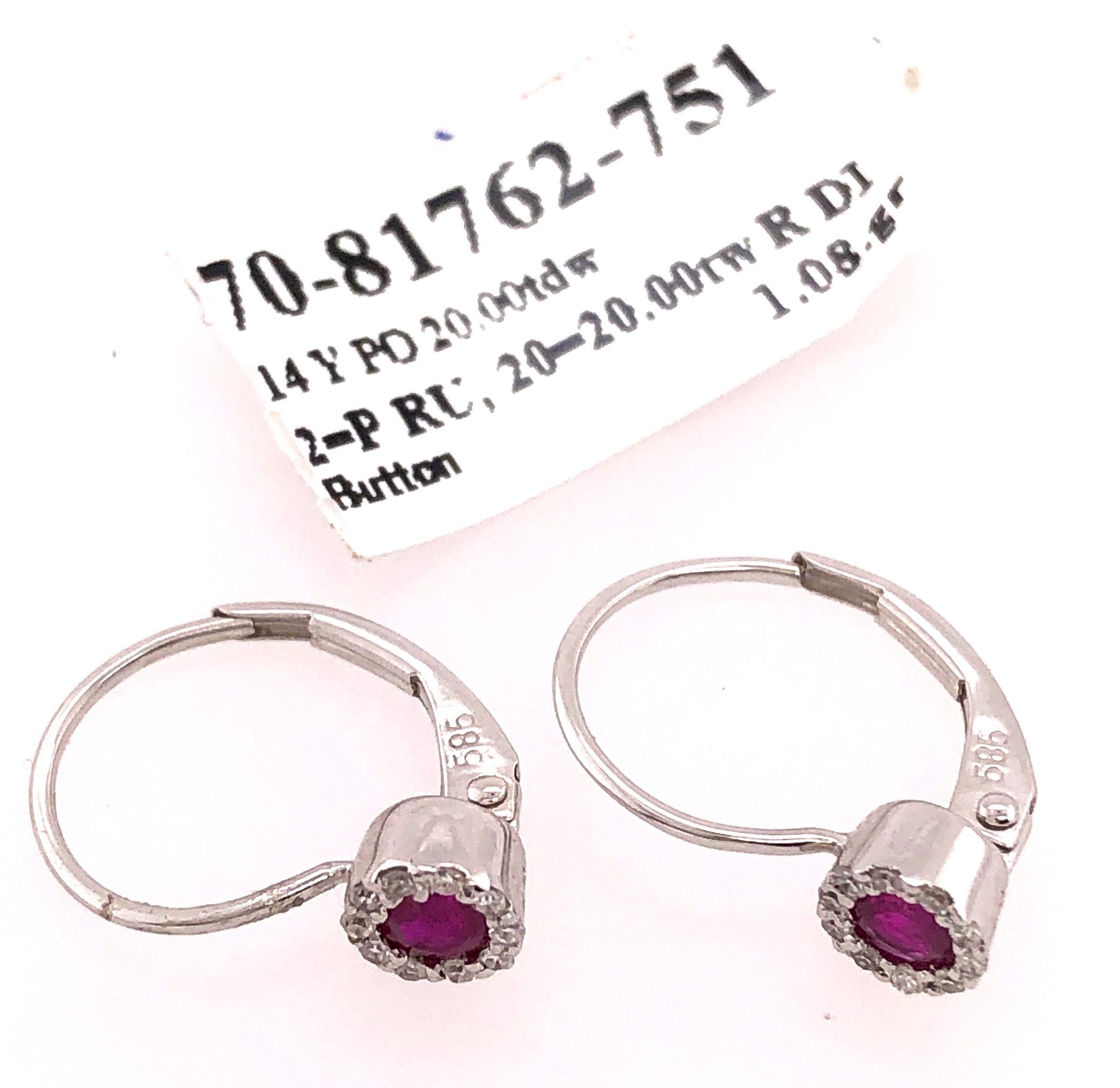 14 Karat Lever Back Pink Topaz with Diamond Earrings For Sale 3