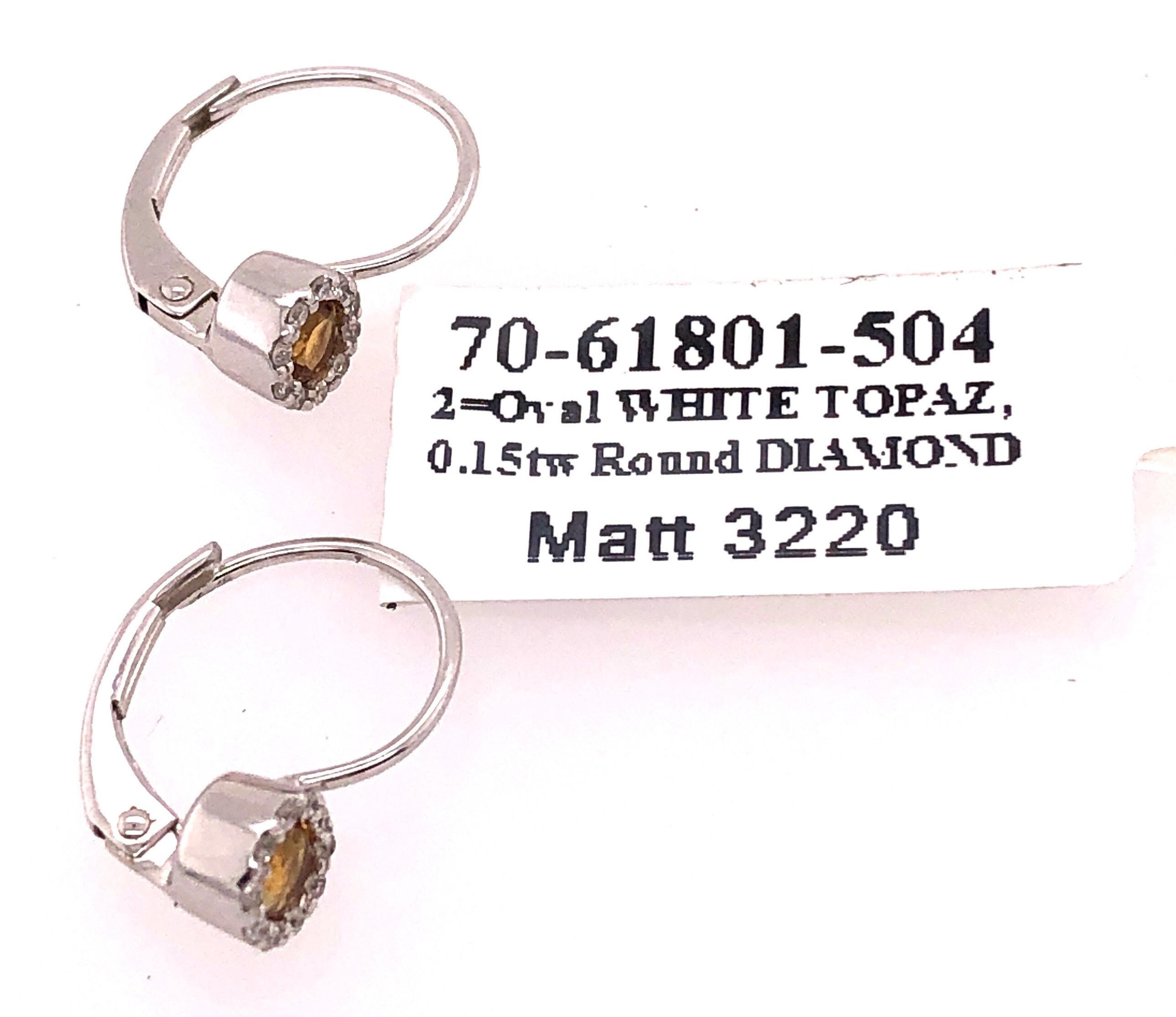14 Karat Lever Back Yellow Topaz with Diamond Earrings For Sale 1