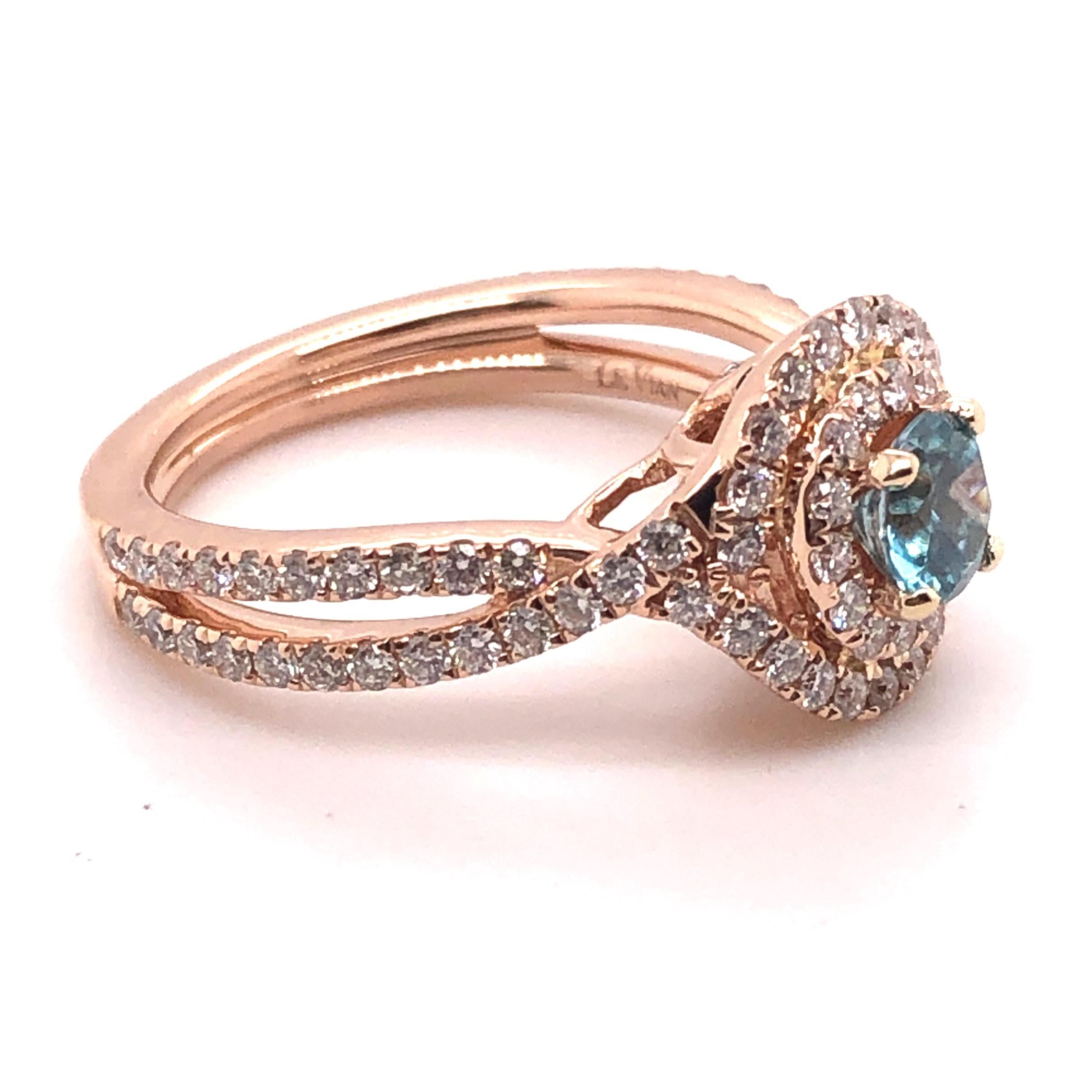 Halo-Ring, Levian, 0,72 Karat Blaubeer Zirkon und 1,00 Karat Diamant (Rundschliff)