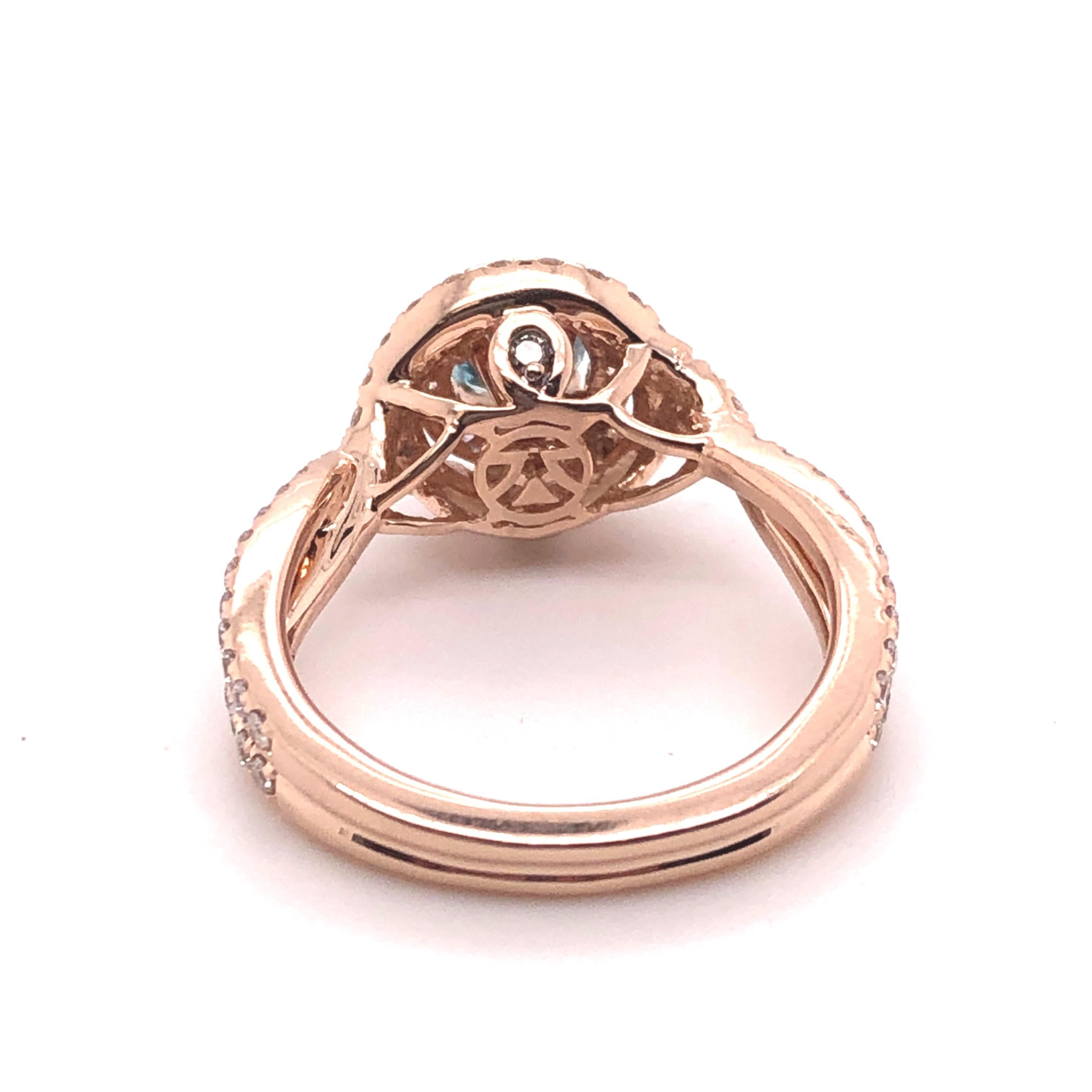 Halo-Ring, Levian, 0,72 Karat Blaubeer Zirkon und 1,00 Karat Diamant im Zustand „Gut“ in Towson, MD