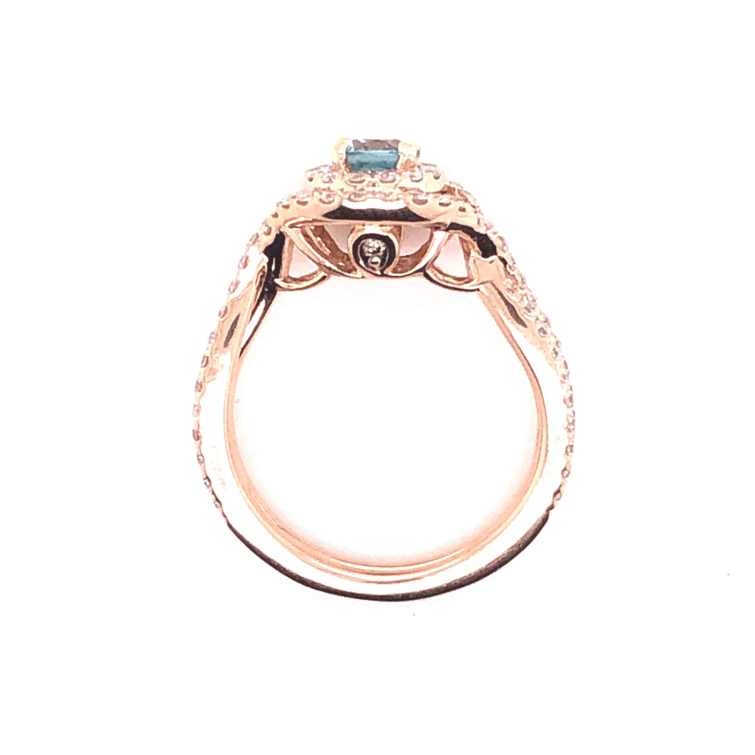 Halo-Ring, Levian, 0,72 Karat Blaubeer Zirkon und 1,00 Karat Diamant für Damen oder Herren