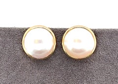 14kt Mabe' Pearl Button Style Clip On Earrings