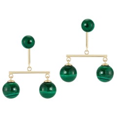 14kt Malachite Balance Mobile Earrings