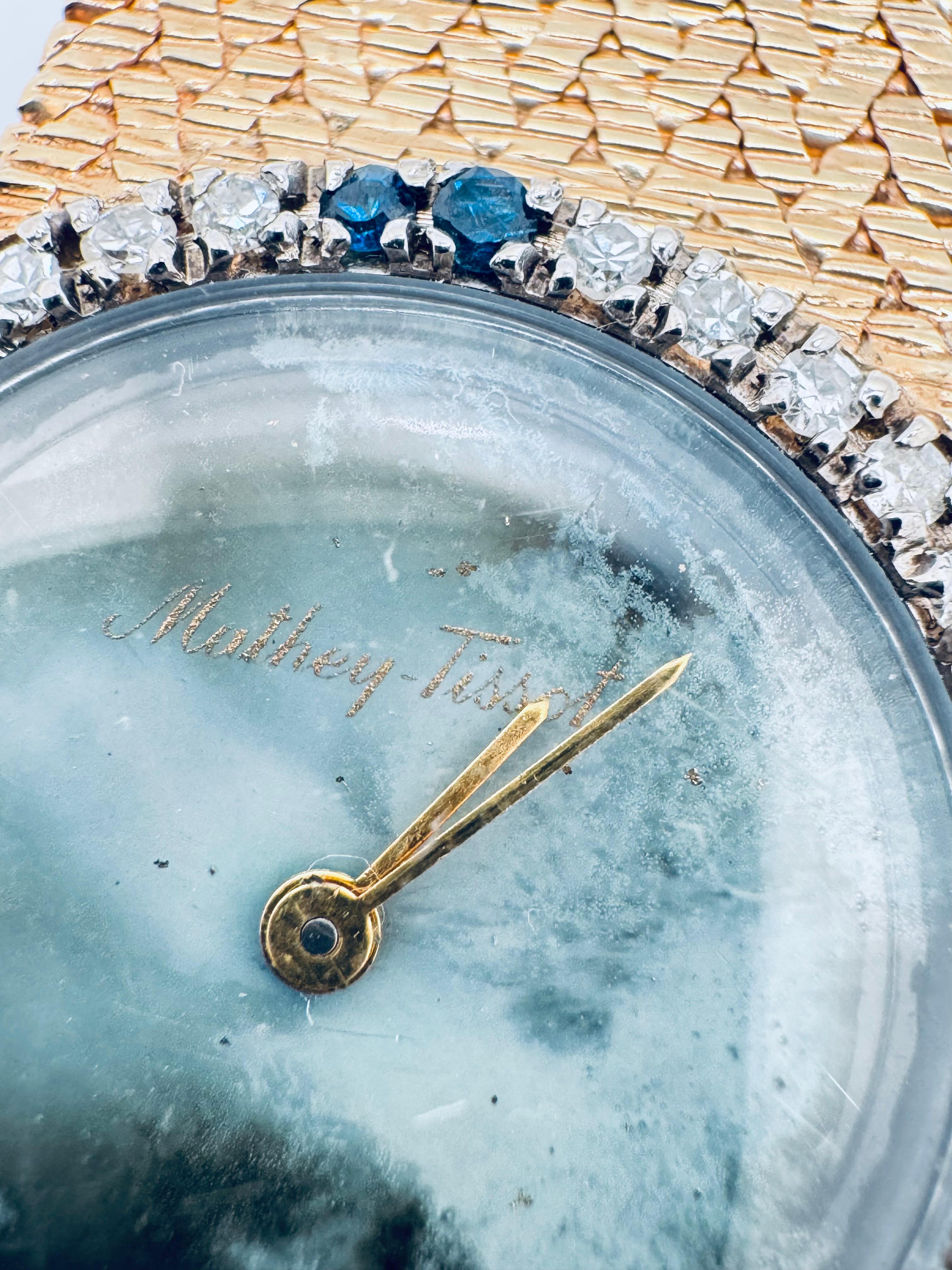 Round Cut 14KT Mattey Tissot Lids Watch For Sale