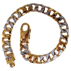 14kt Mens Classic Figaro Bracelet .22ct diamonds*